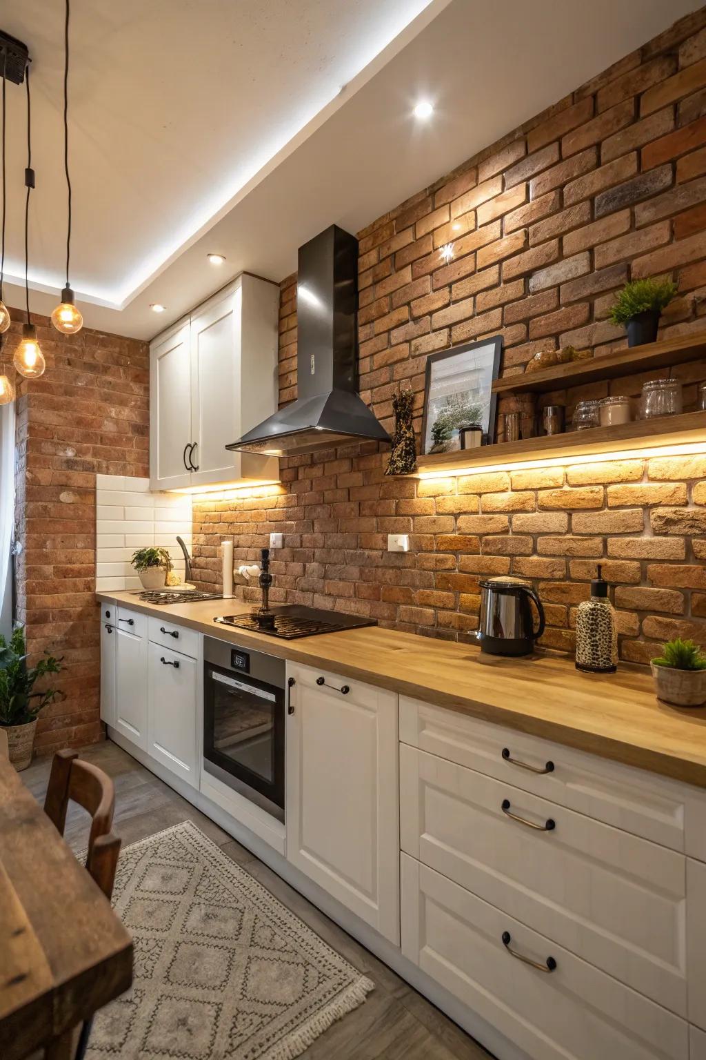 Brick and other textured materials can add warmth and character.