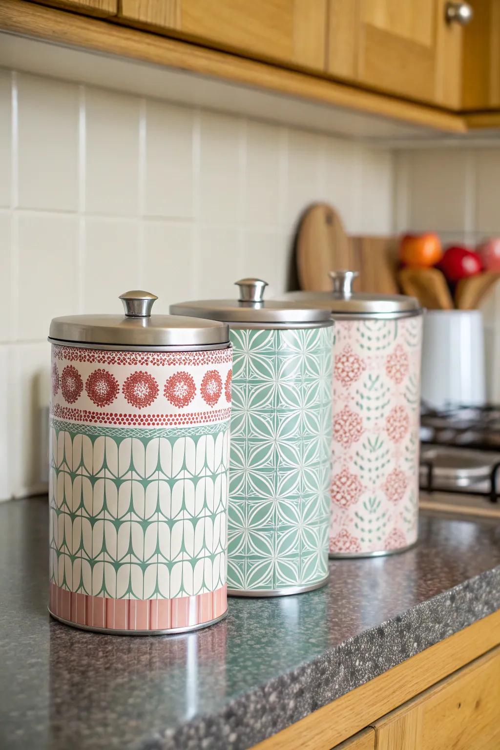 Stylish canisters merge storage and aesthetic.
