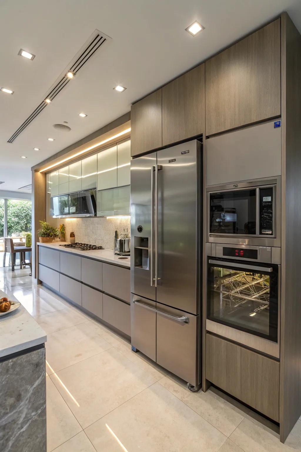 A modern kitchen enhanced with smart technology and appliances.