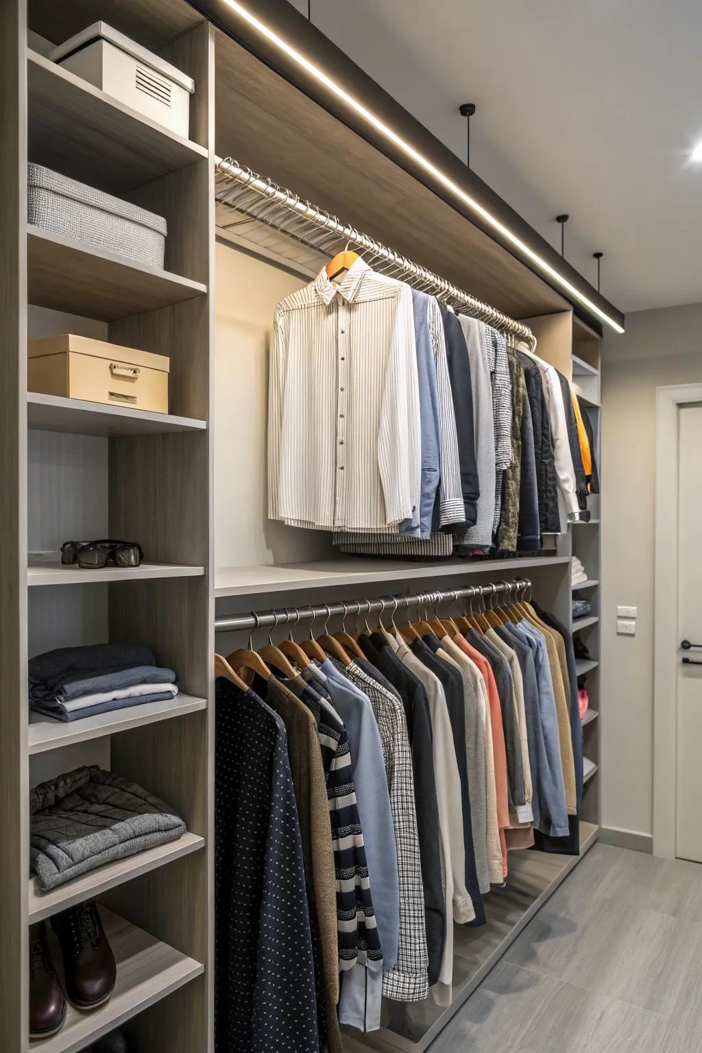 Vertical storage makes the most of your closet space.
