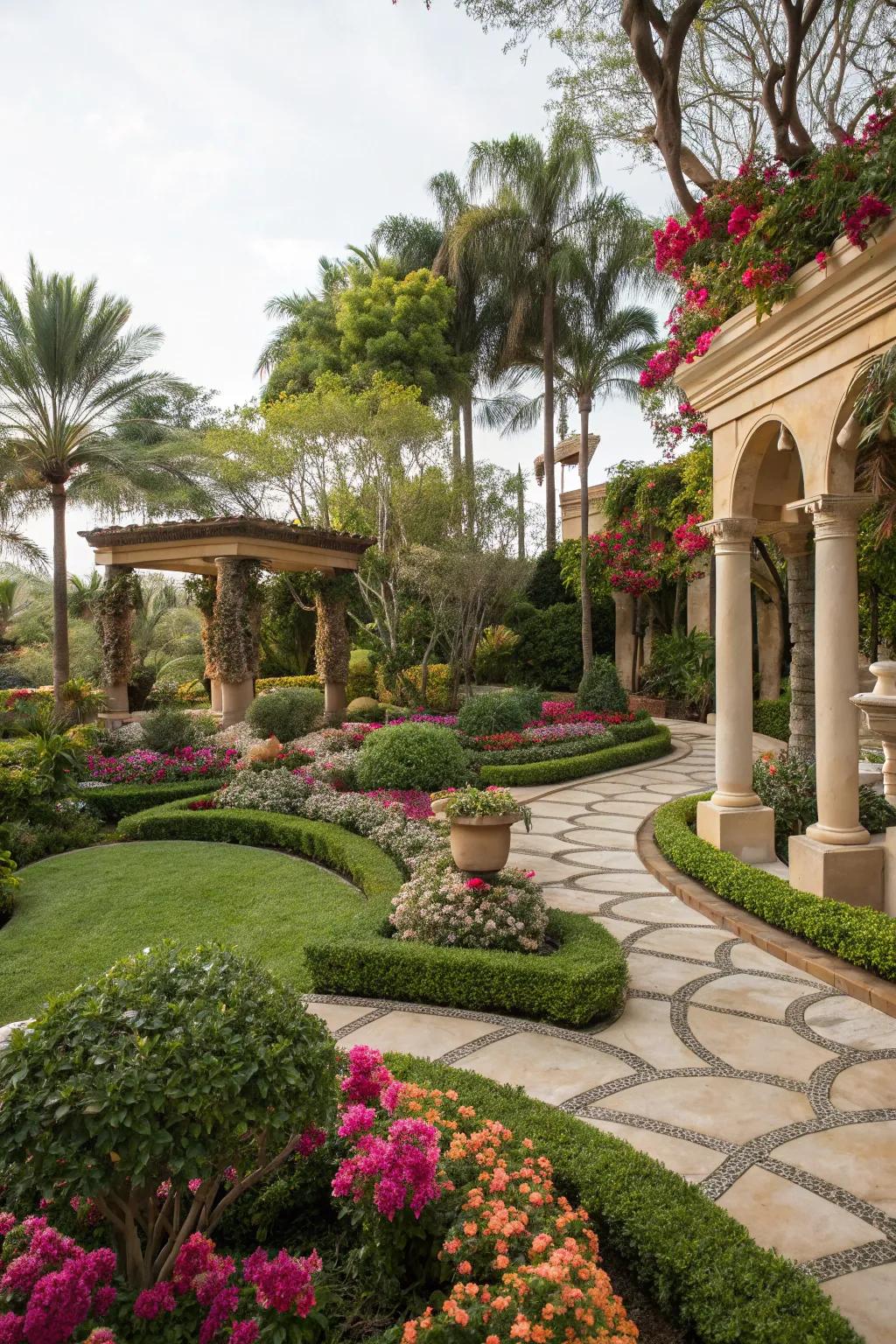 Design a seamless garden design with simulated plants.