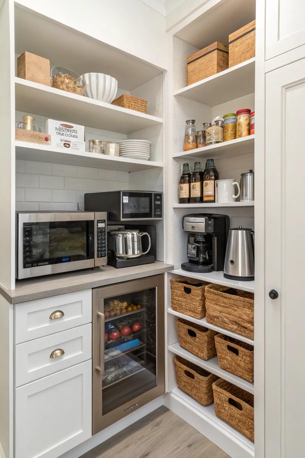 Appliances that are integrated make your pantry more convenient.