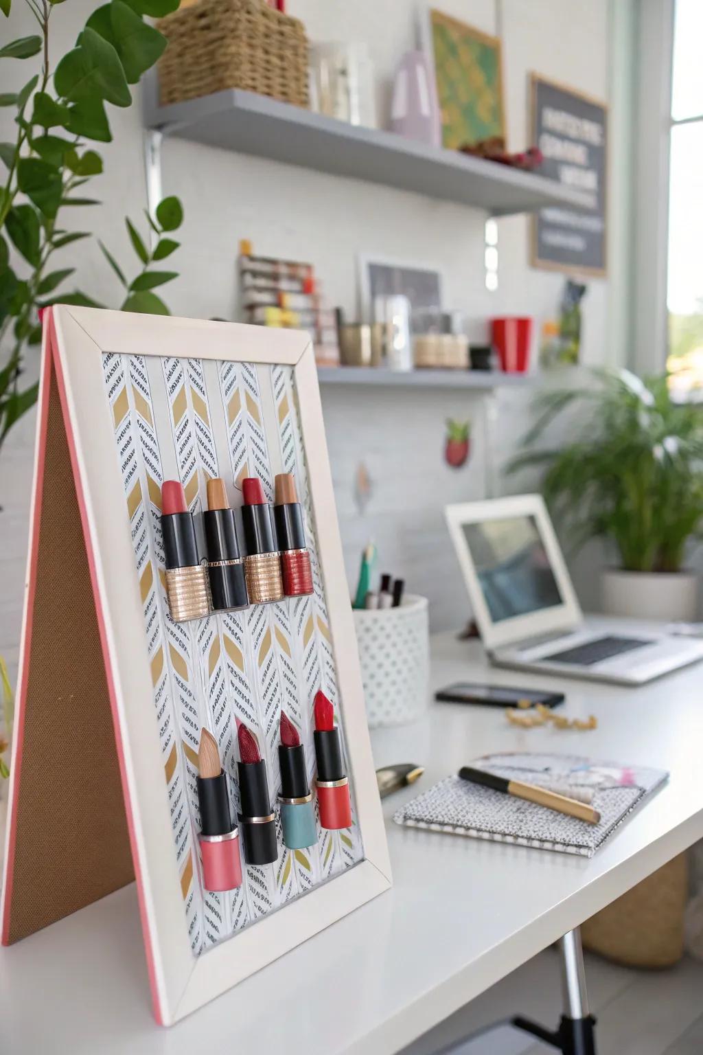 Introduce a fun twist with a magnetic lipstick board.
