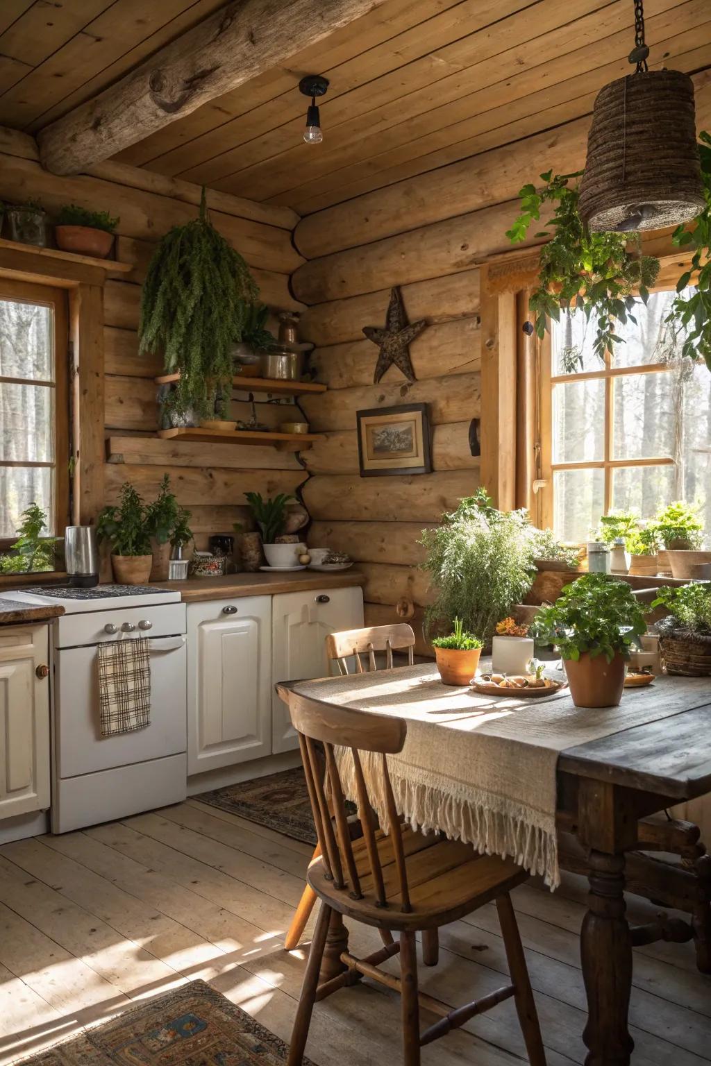 Natural home decor introducing an element of outdoor freshness into the kitchen.