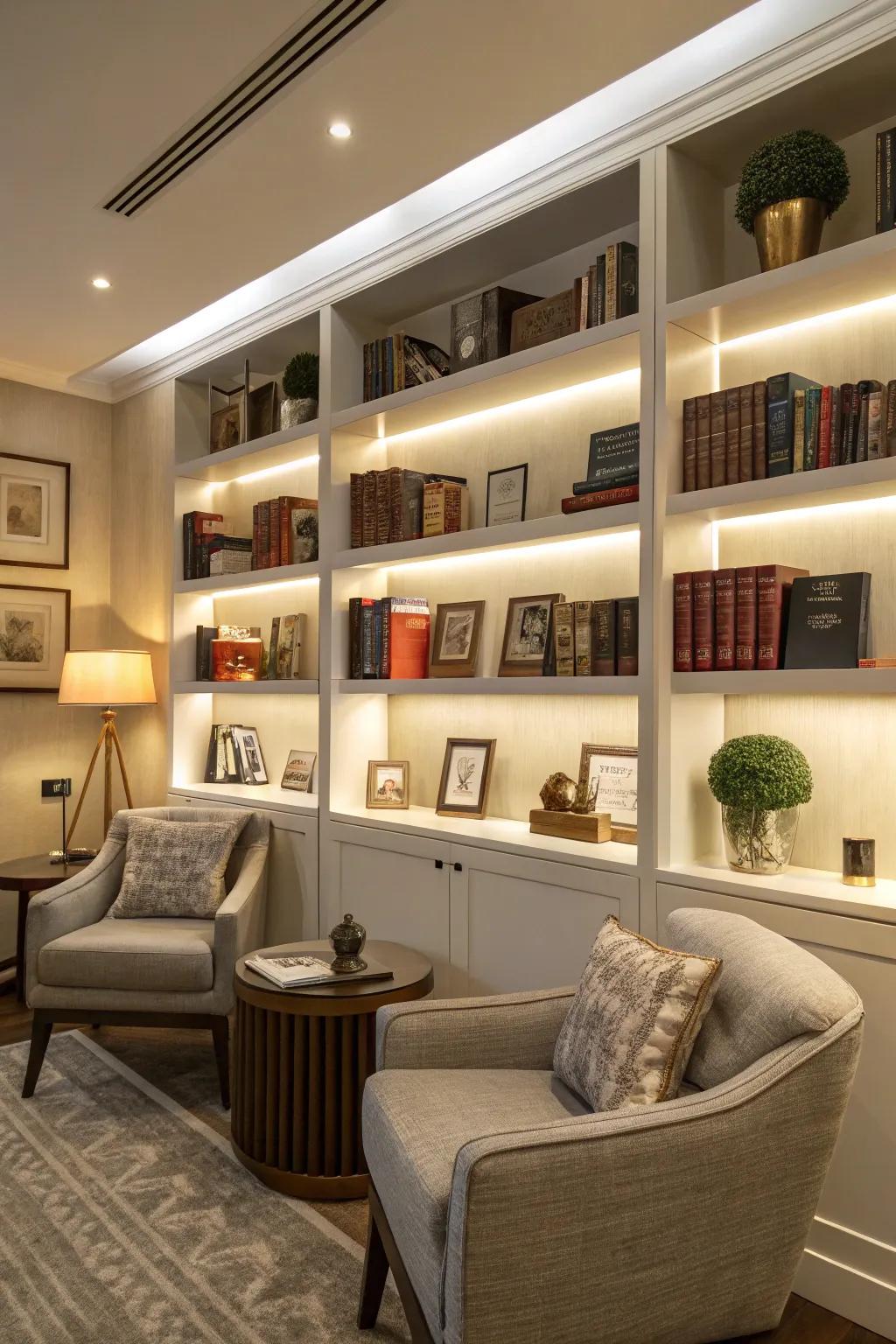 Fitted shelving melds storage with individual style.