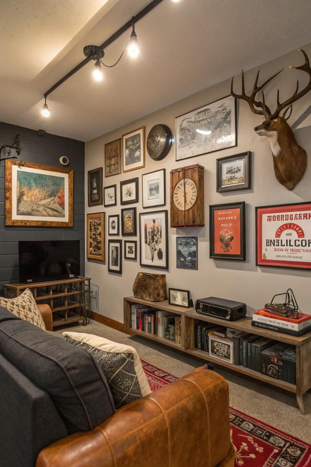 Art and decor stamp the man cave with individual identity.