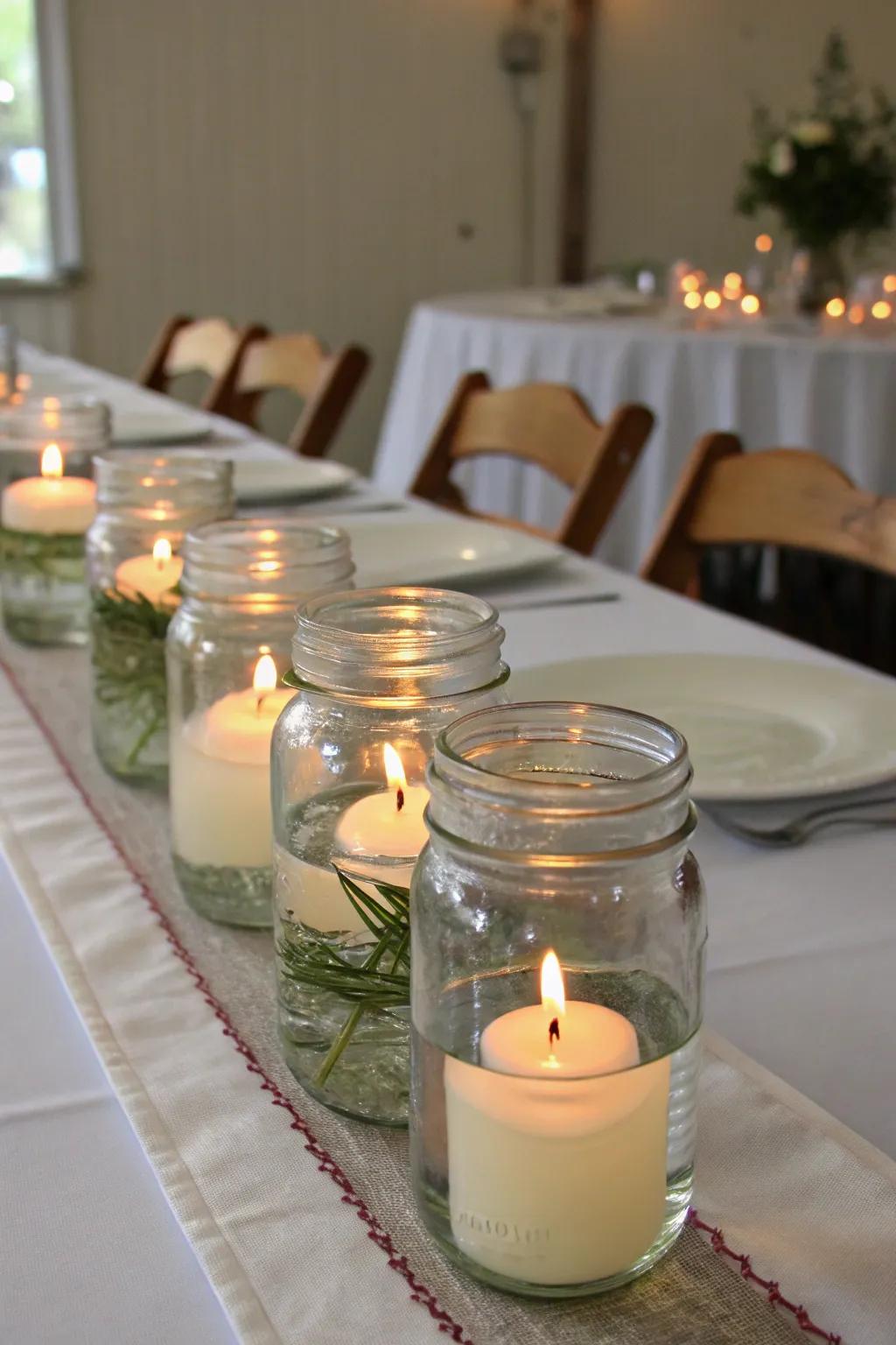 Use floating candle designs to make your table settings look better.