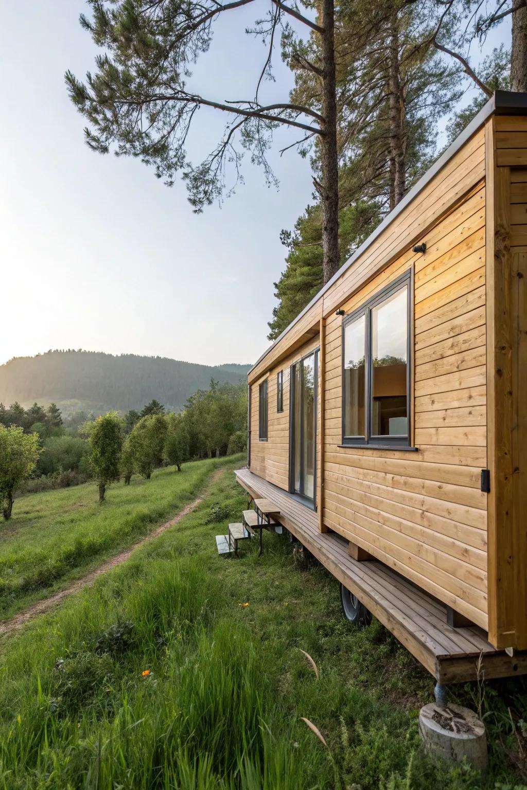 Natural wood finish skirting showcases the raw beauty of the material.