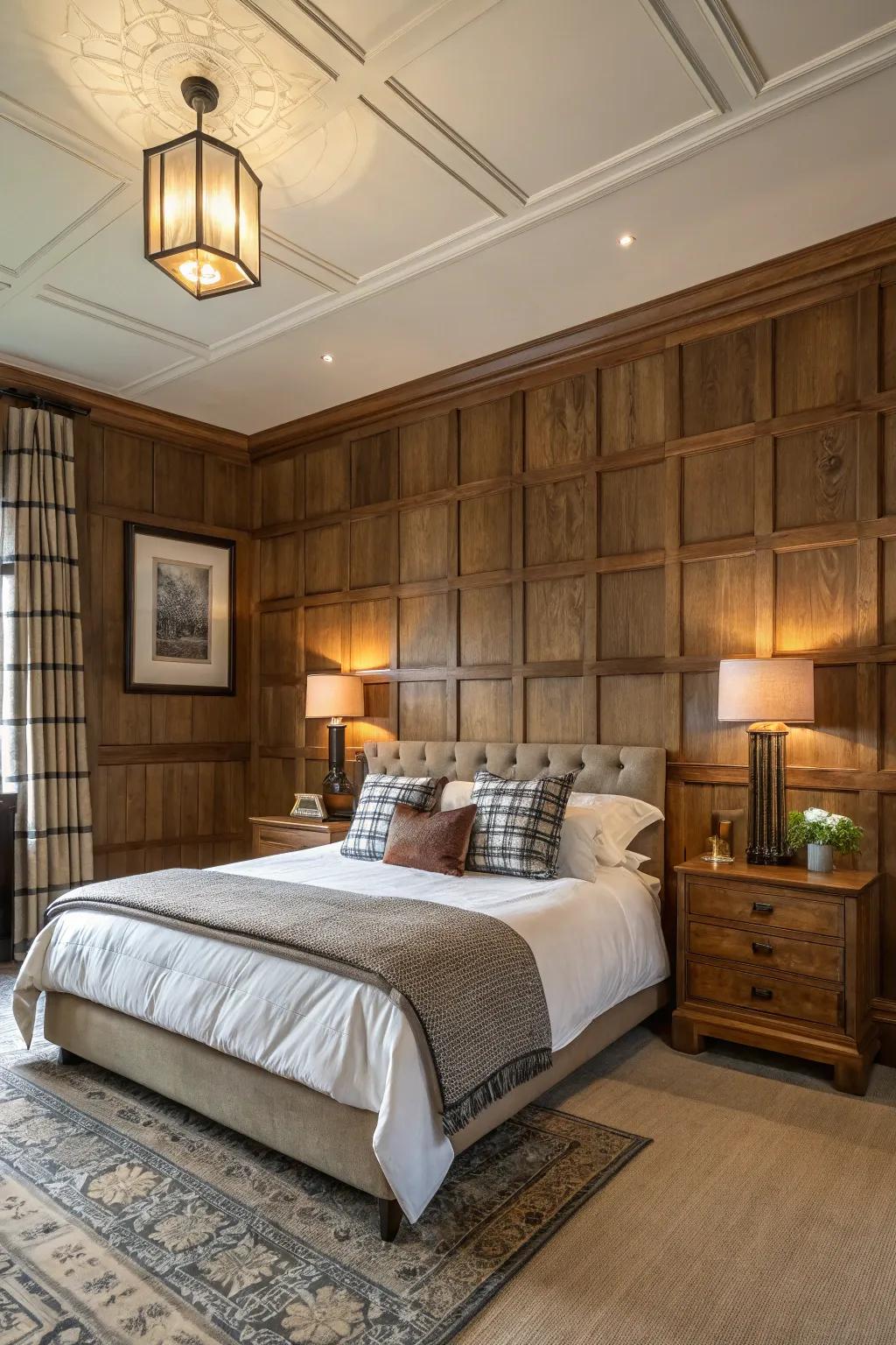 Traditional and modern paneling patterns blend for a timeless appeal.