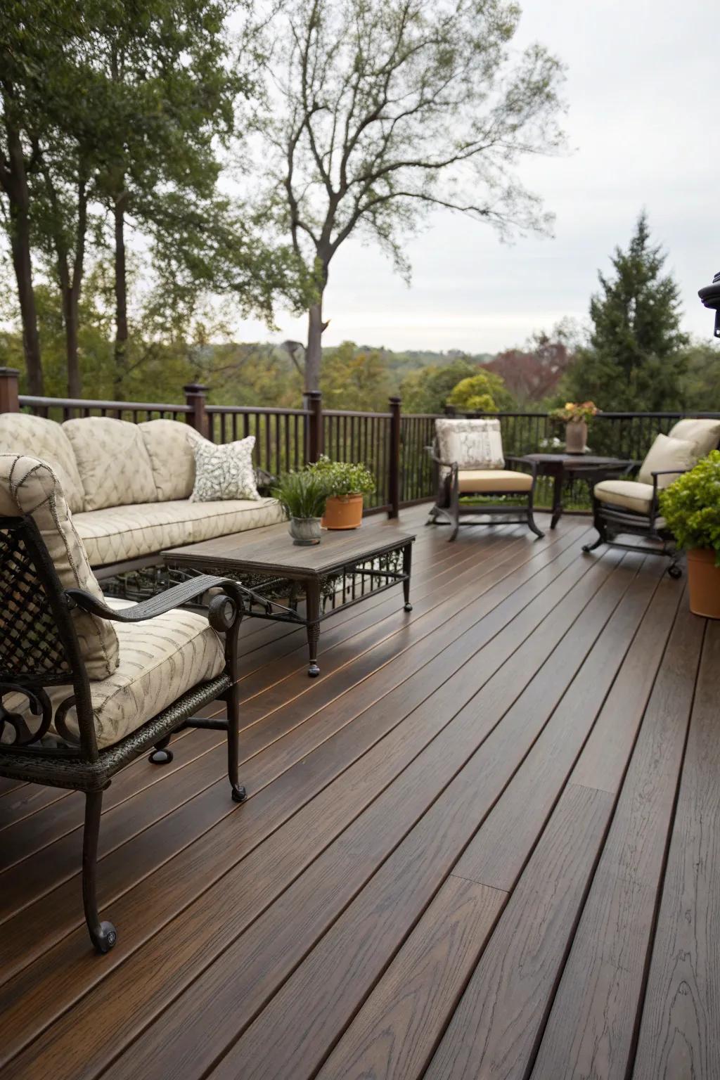 Dark oak adds sophistication to any deck.