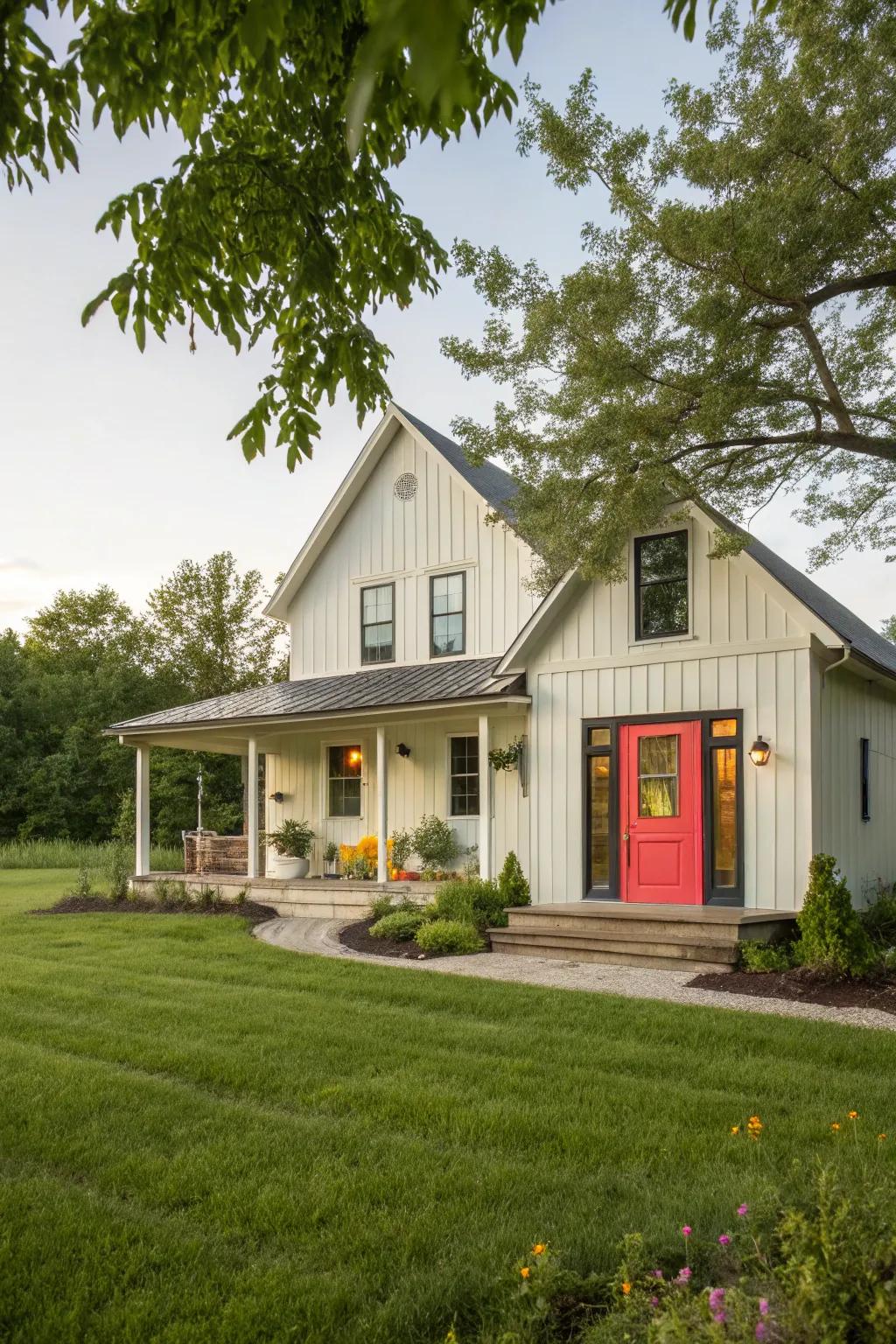 A colorful welcome: The entrance door as a standout element that captures attention.
