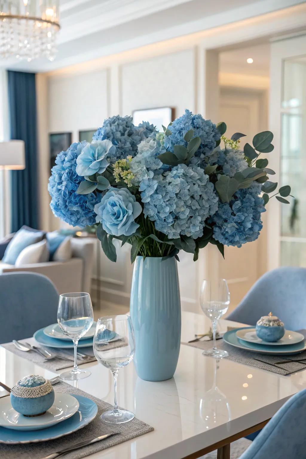 A monochromatic arrangement of flowers culminating in a uniform appearance.