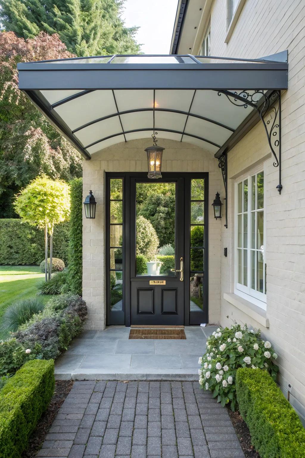 Covered entryways provide protection and design interest.