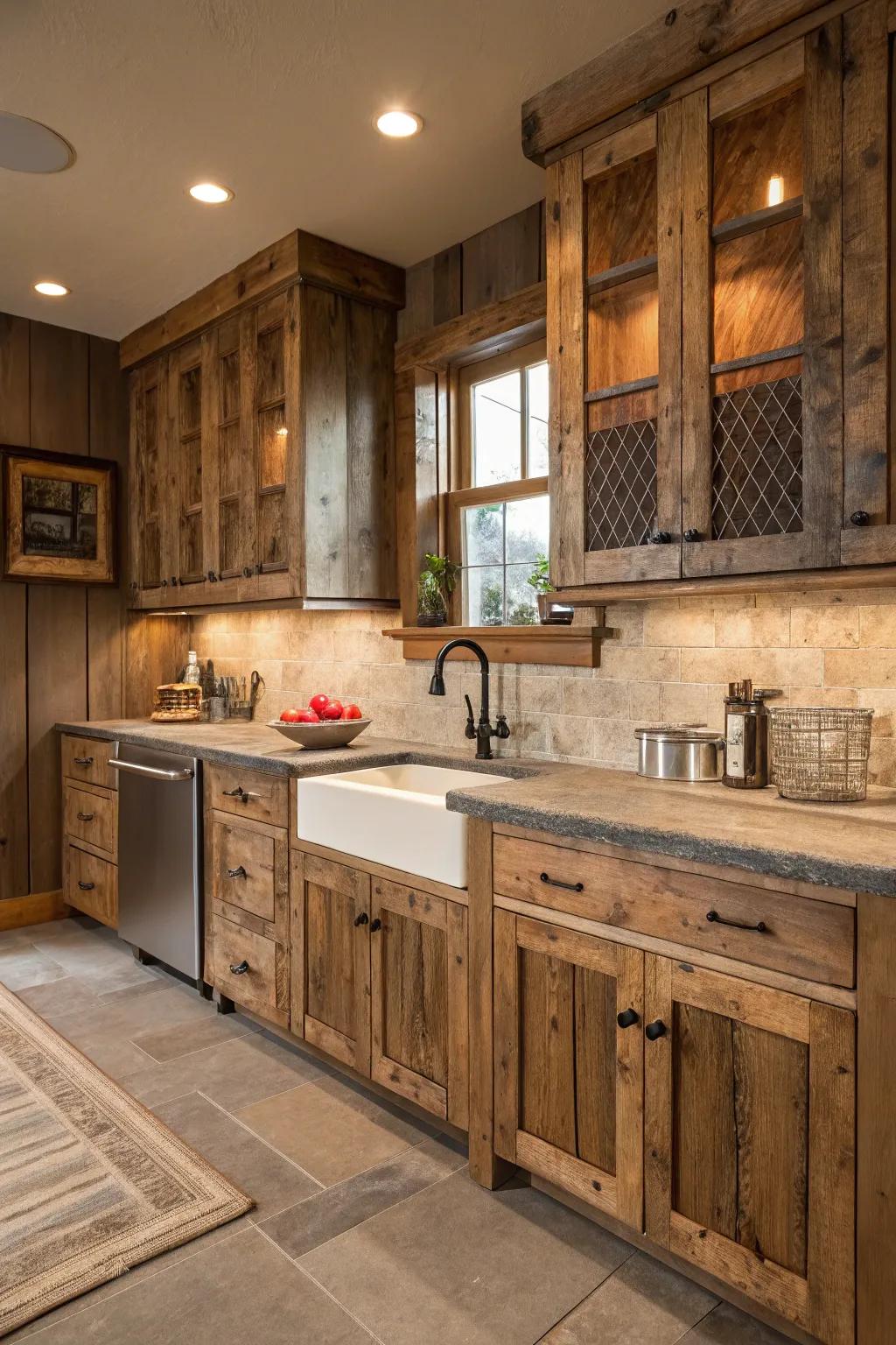 Recycled wood adds unique character and history.