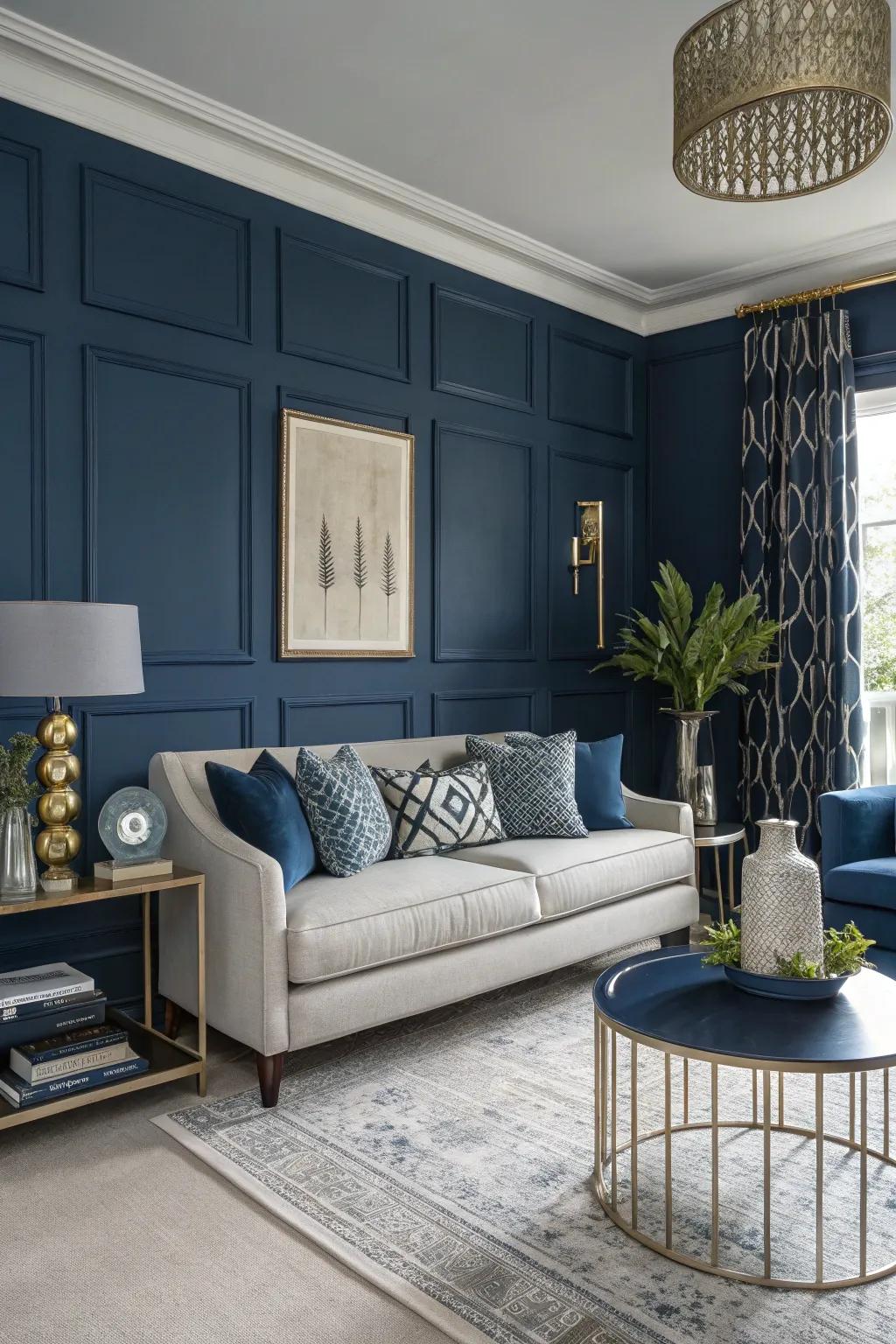 A deep accent wall makes a bold statement.