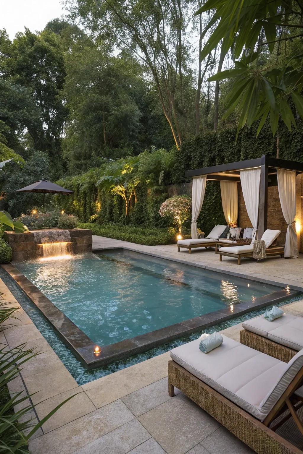 Unite unwinding and amusement with a pool-spa combo.