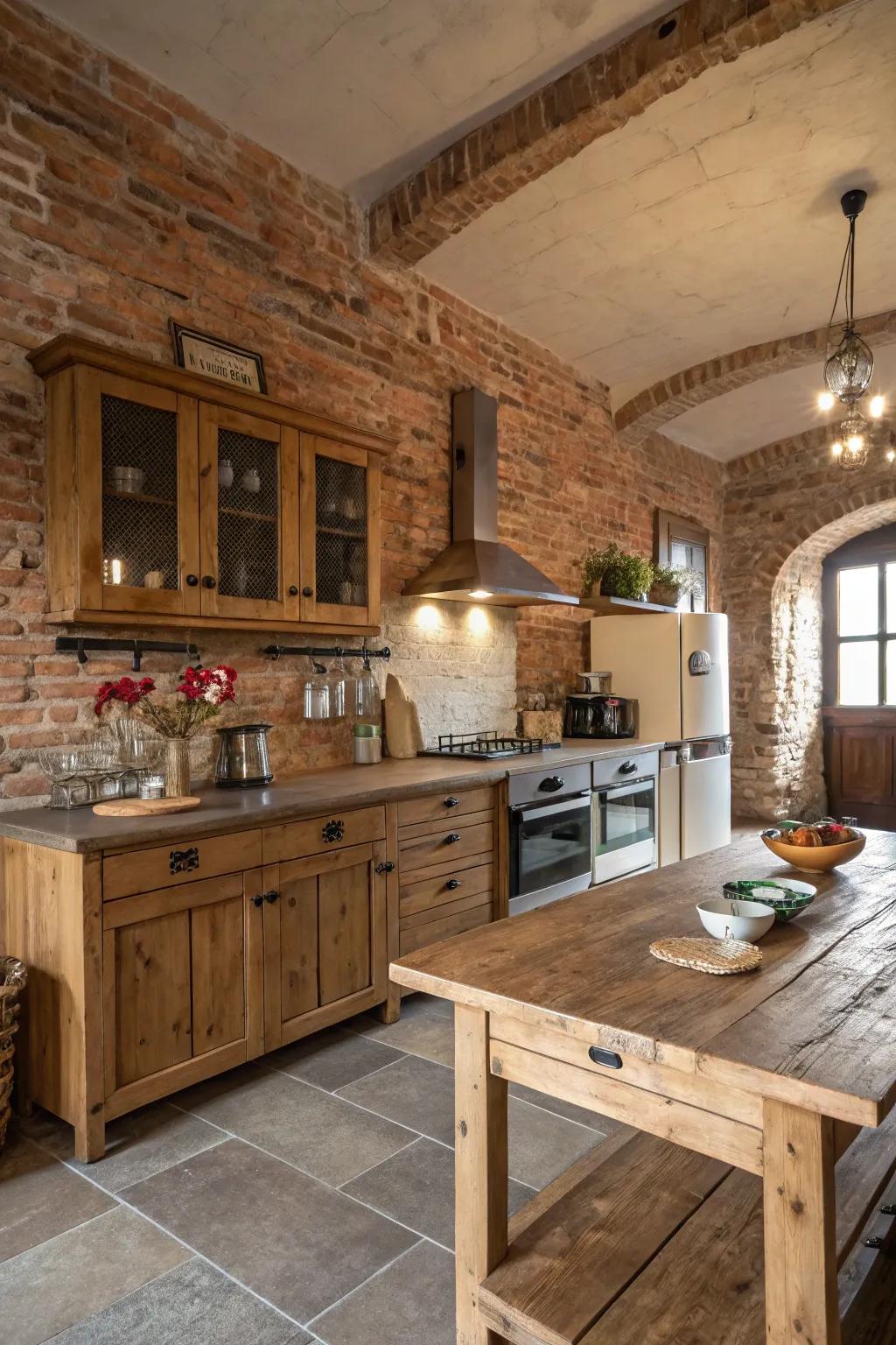 Uncovered brick walls create warmth and character.