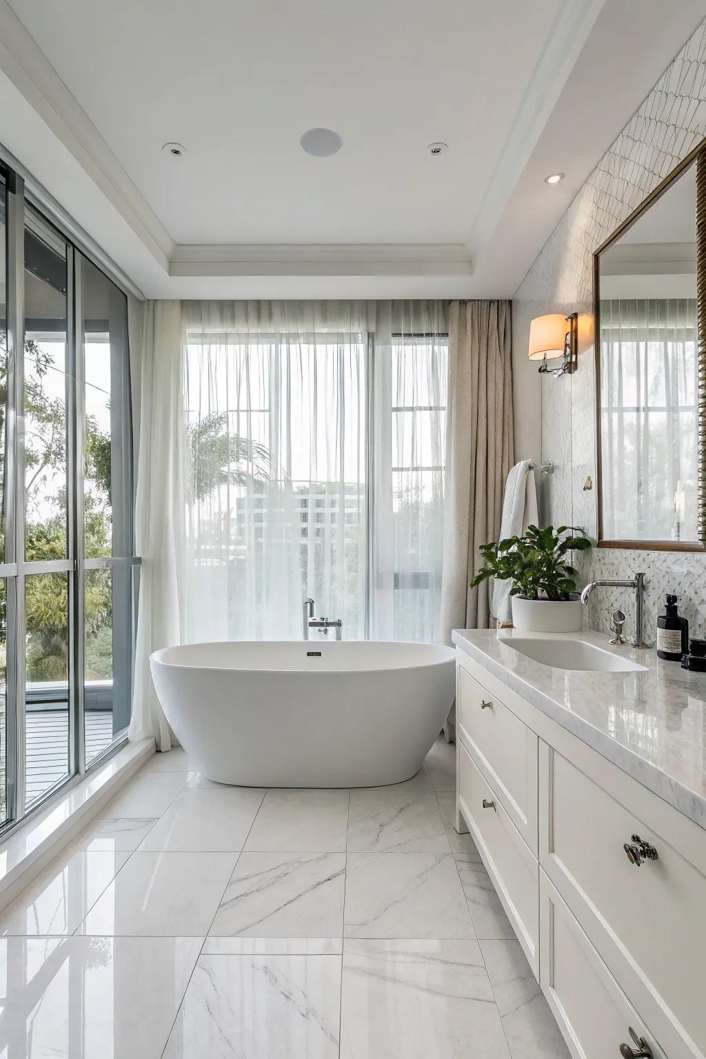 Freestanding tubs offer a spa-like experience.