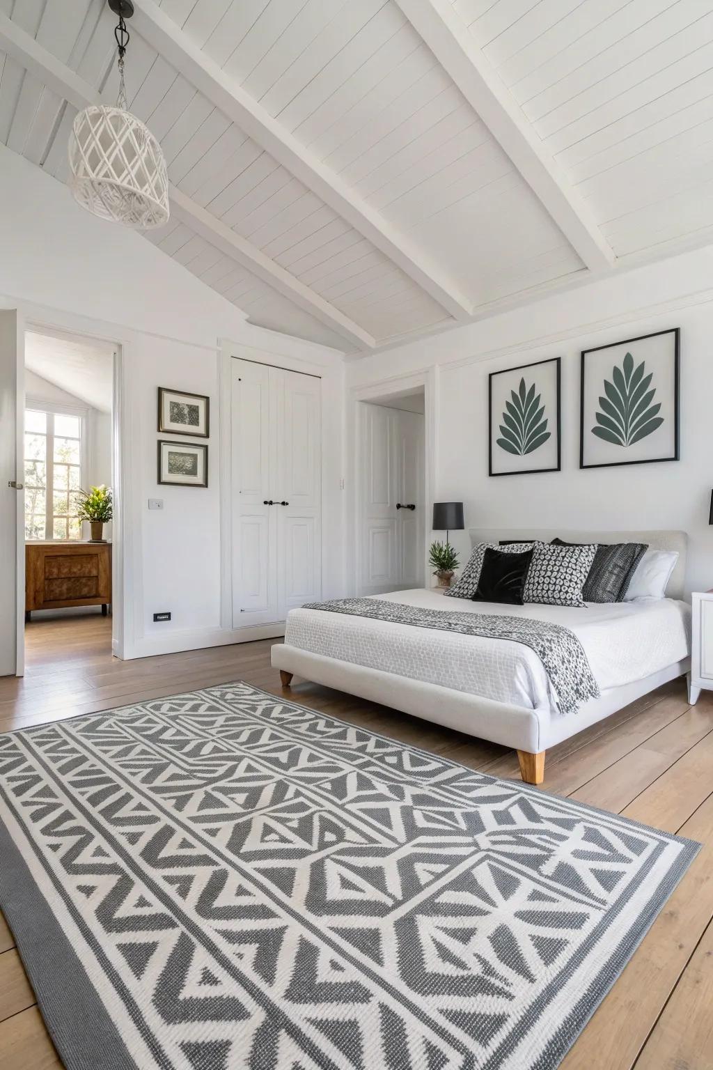 Symmetrical figures add a modern flair.