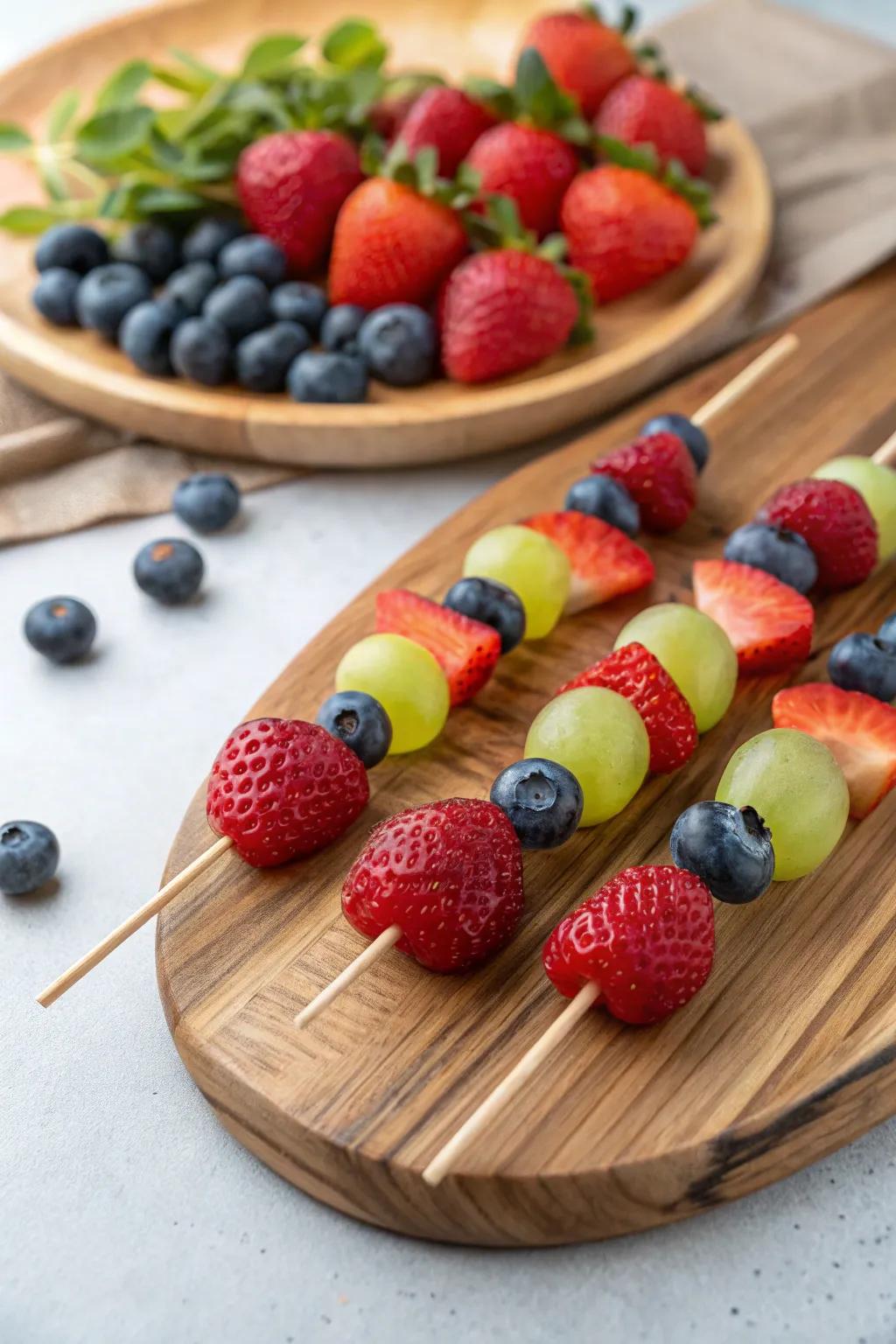 Wild berry skewers, bursting with the essence of freshness.