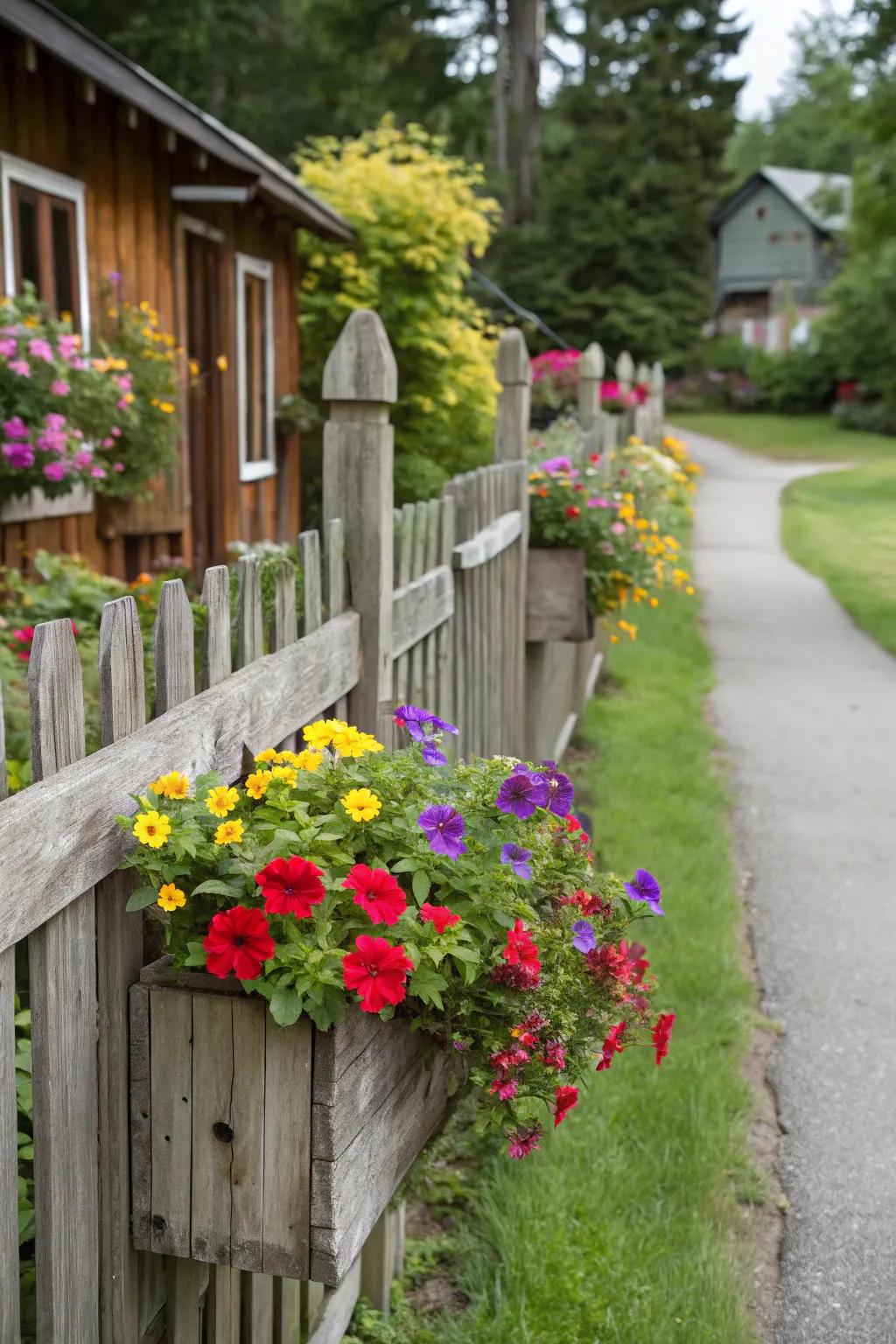Introduce charm with ornamental embellishments and plant containers on fencing.