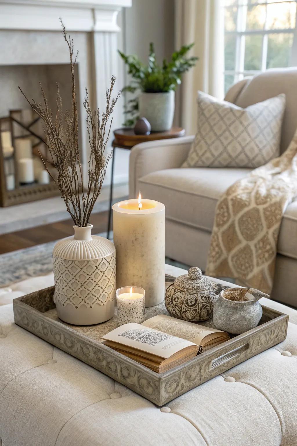 Create a serene atmosphere with a neutral palette.