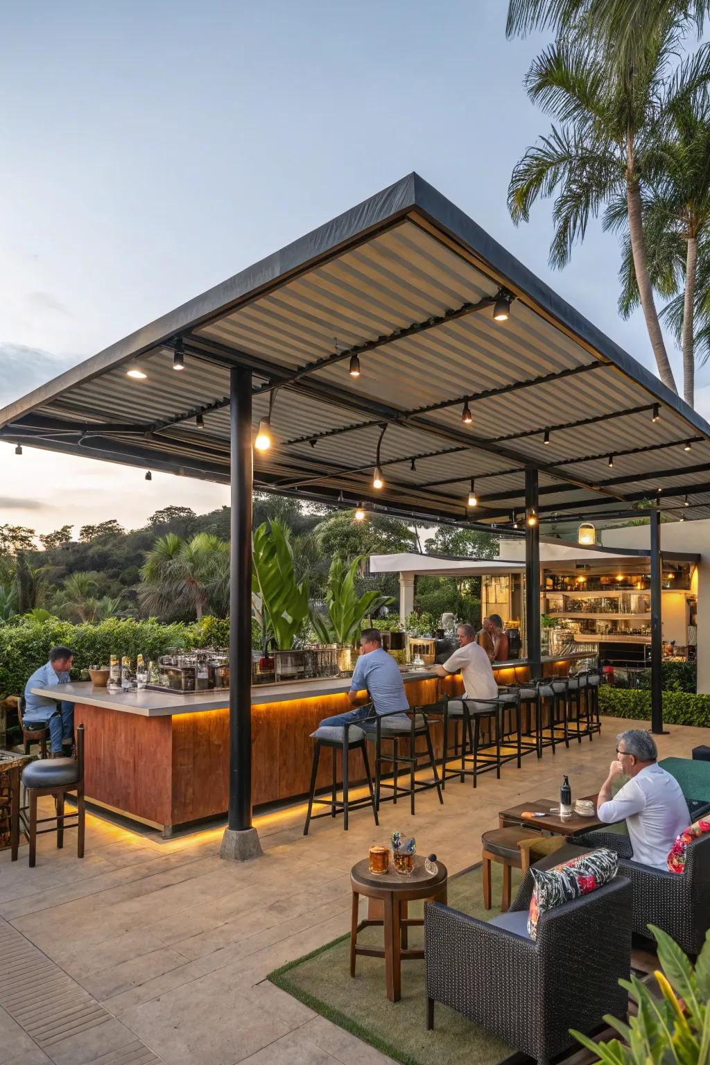 A shielded bar sector for all-weather enjoyment.