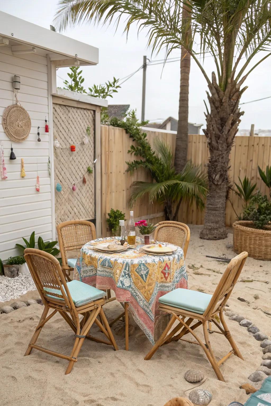 Embrace coastal moods with a wicker small outdoor dining set.