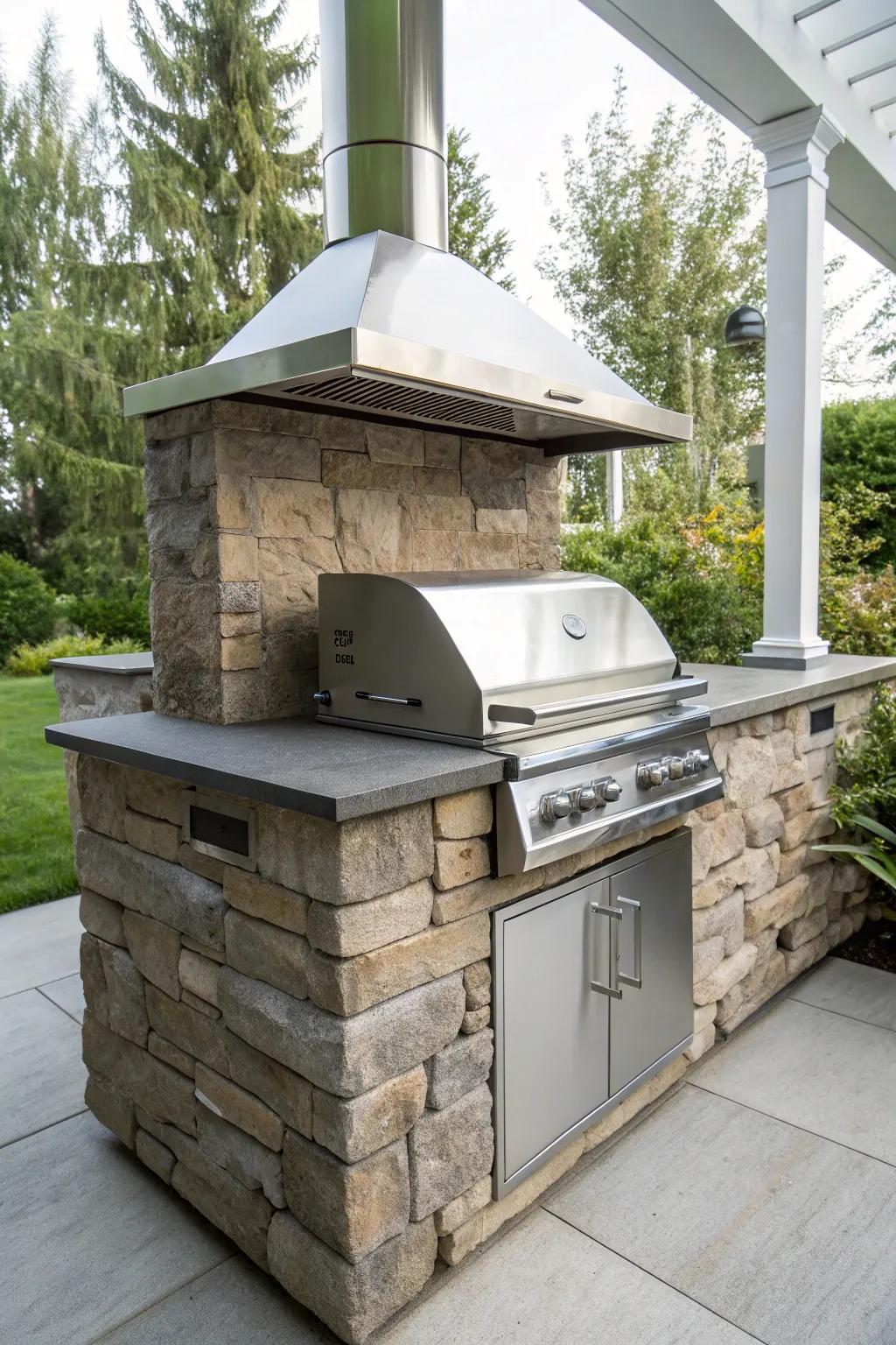 Mix rustic and modern for a unique outdoor kitchen.