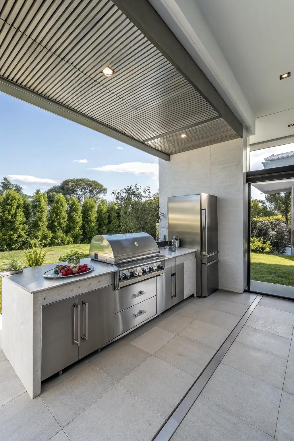 Elegance and simplicity in a modern outdoor kitchen.