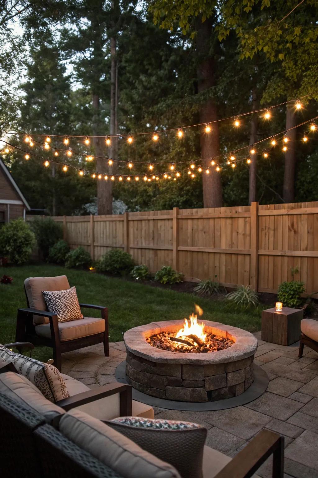 A bonfire pit provides warmth and acts as a natural centerpiece in your backyard.