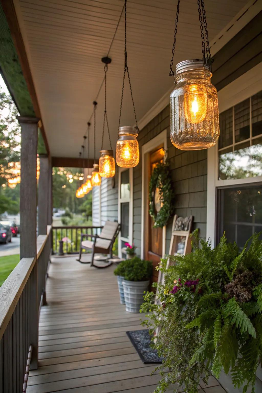 DIY preserving jar lights introduce charming creativity to your porch.