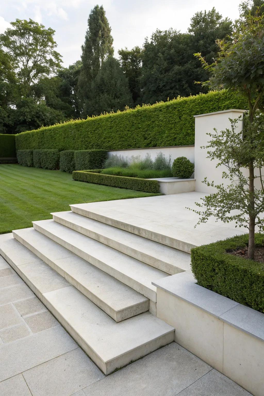 Minimalist steps offer clean lines and understated elegance in a modern setting.