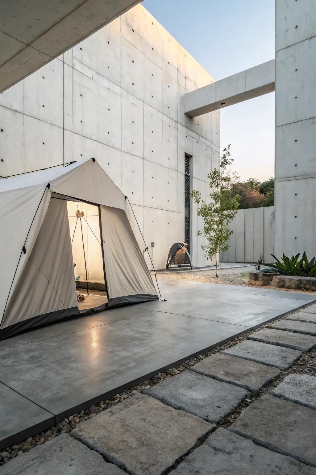 Stone bedding provides a sleek, minimalist look.