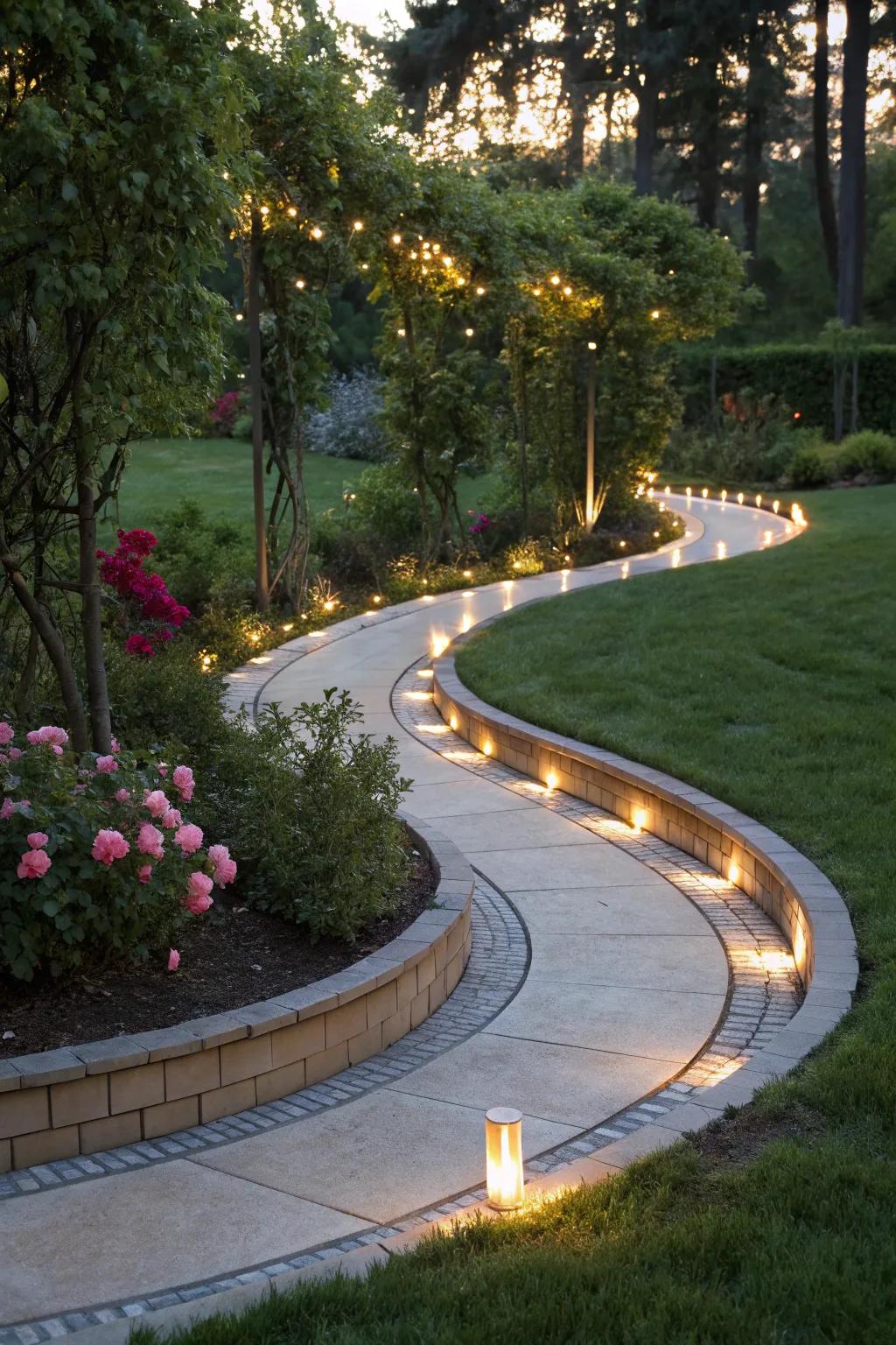 Use playful lighting to guide the curves.