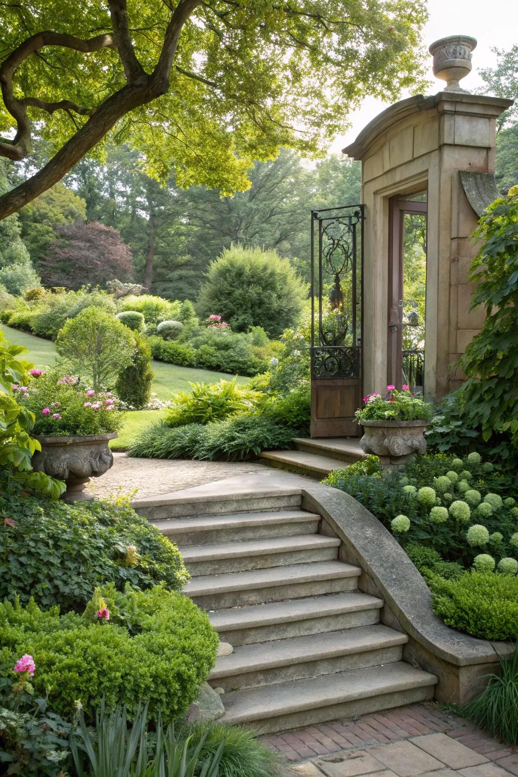 Natural beauty with greenery enhancing these stairs.