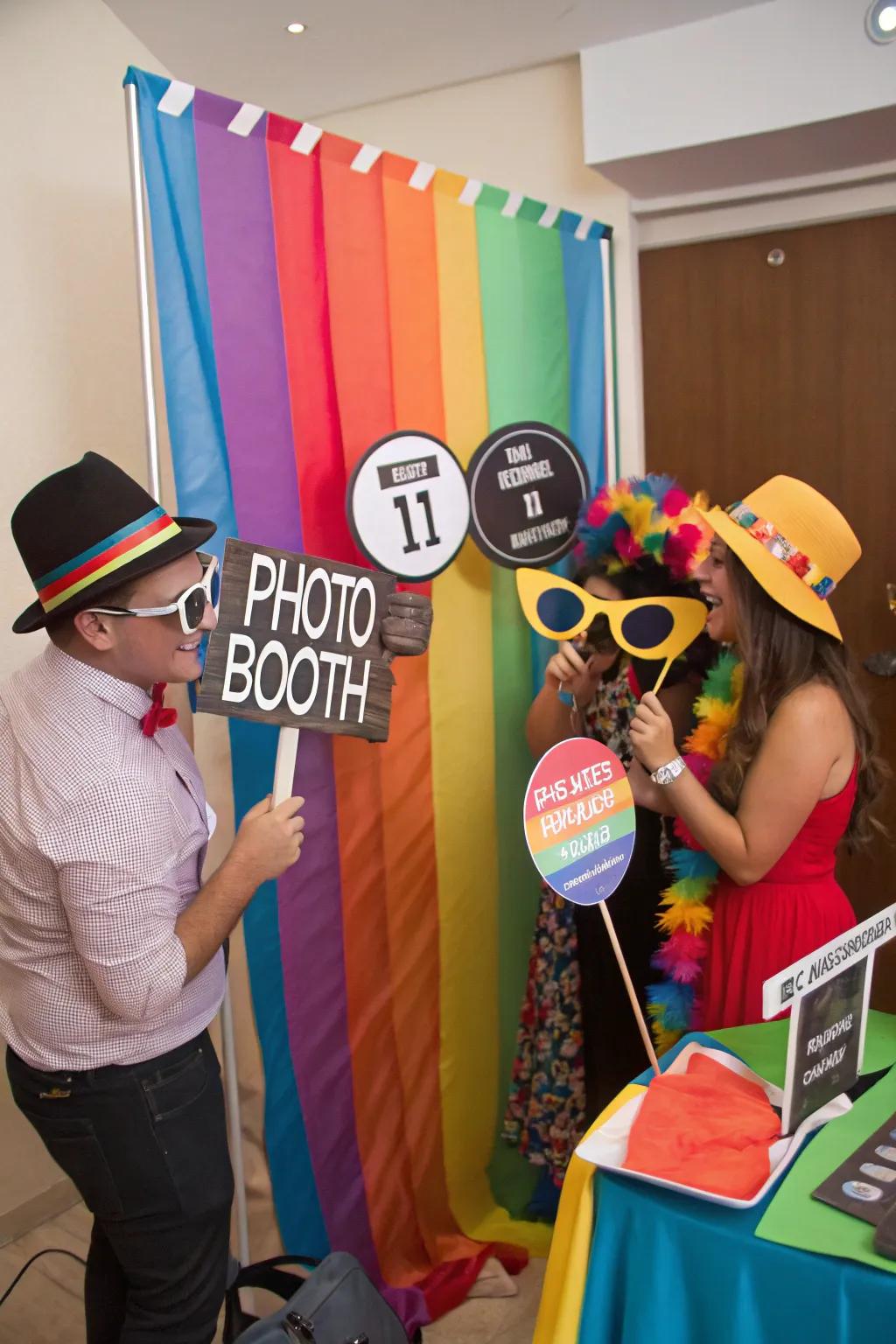 A DIY photo booth immortalizing unforgettable party recollections.