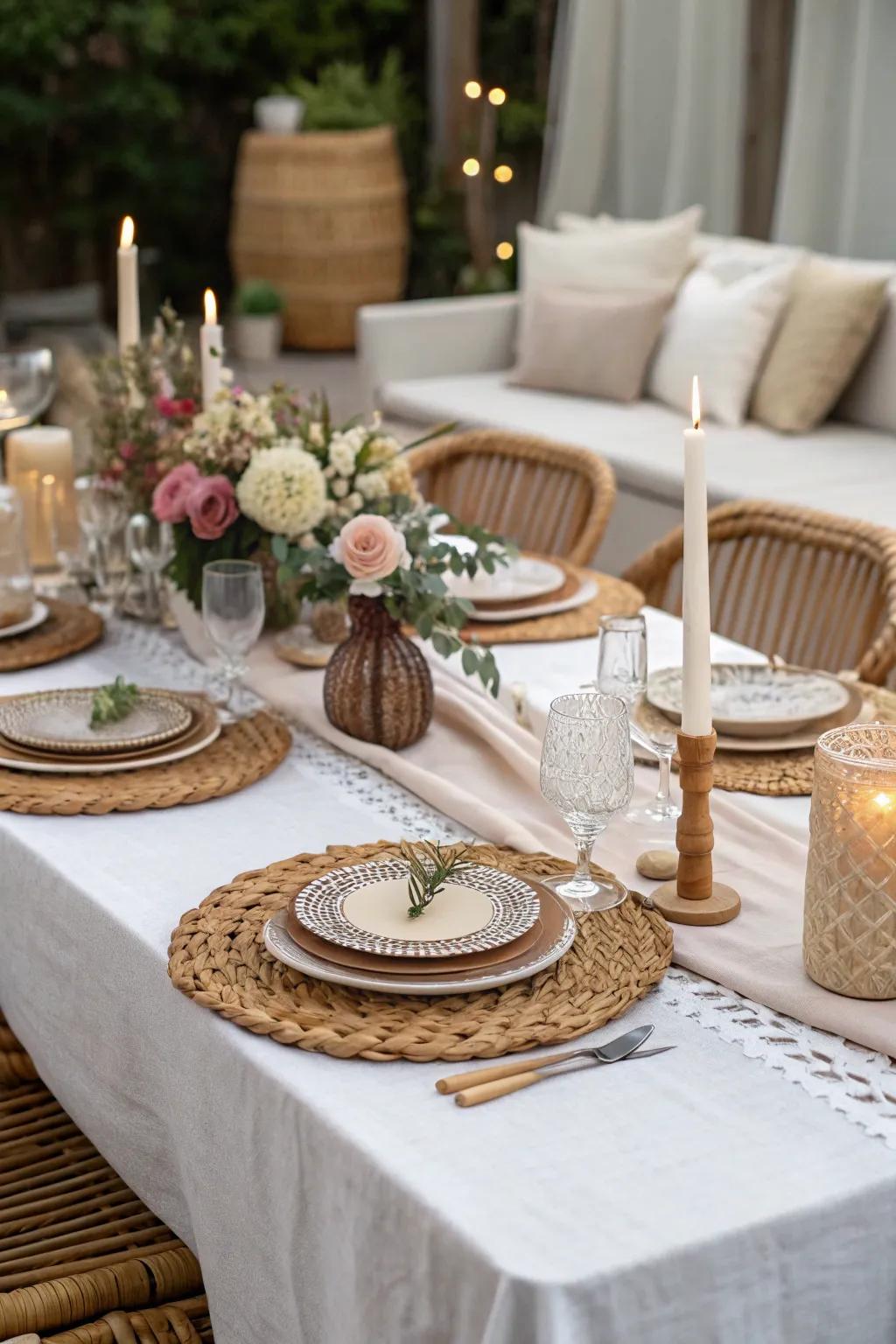 A party table showcasing an assortment of textures for increased visual interest
