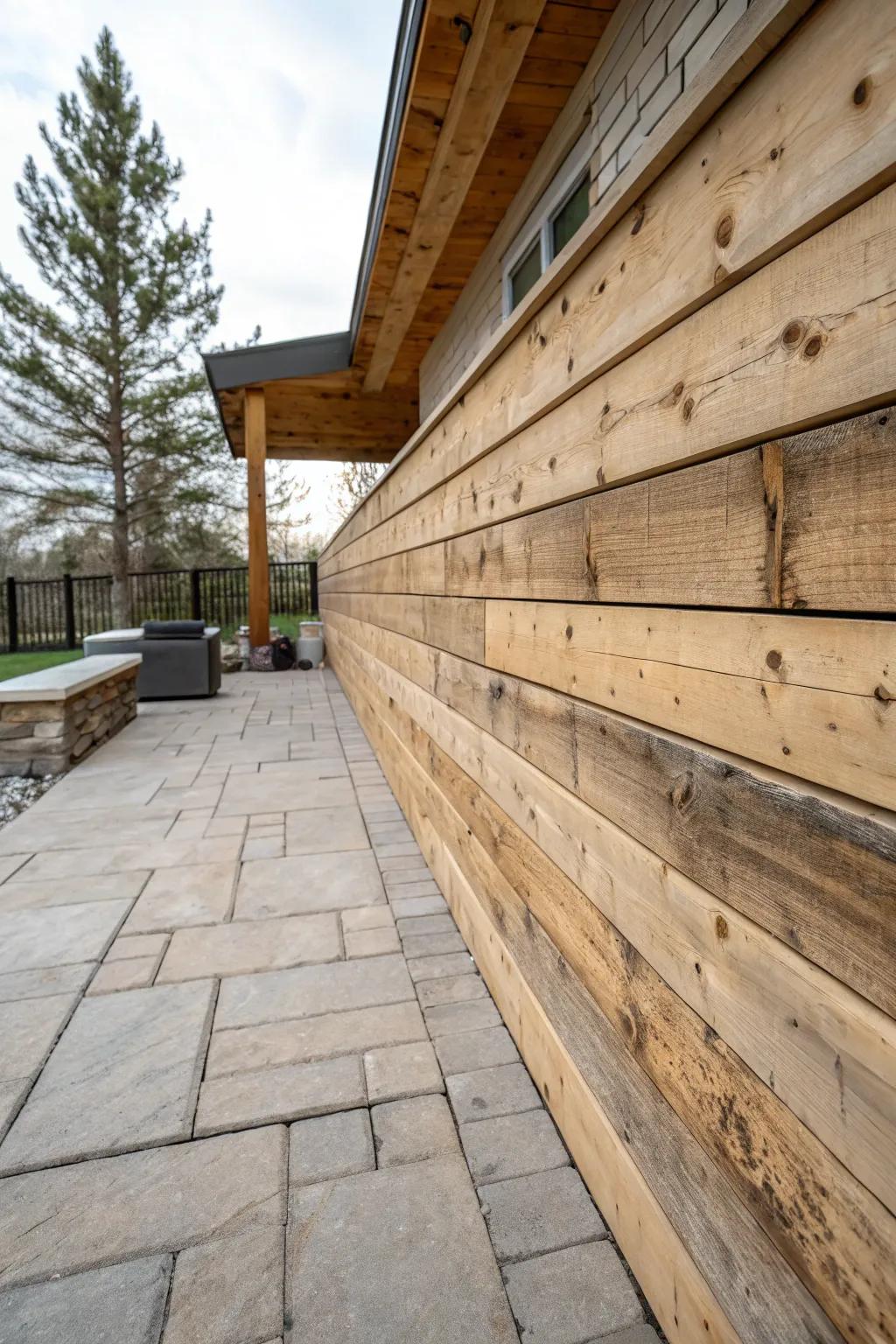 A patio wall showing the natural beauty of raw wood.