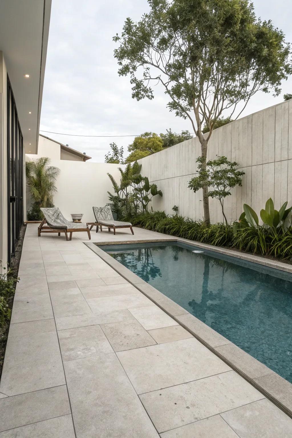 Minimalist design with sleek pavers is always elegant.