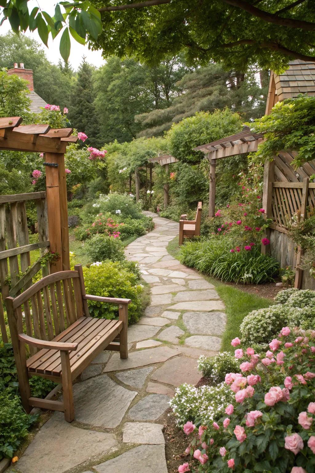 Native components like stone and wood add charm to pet gardens.