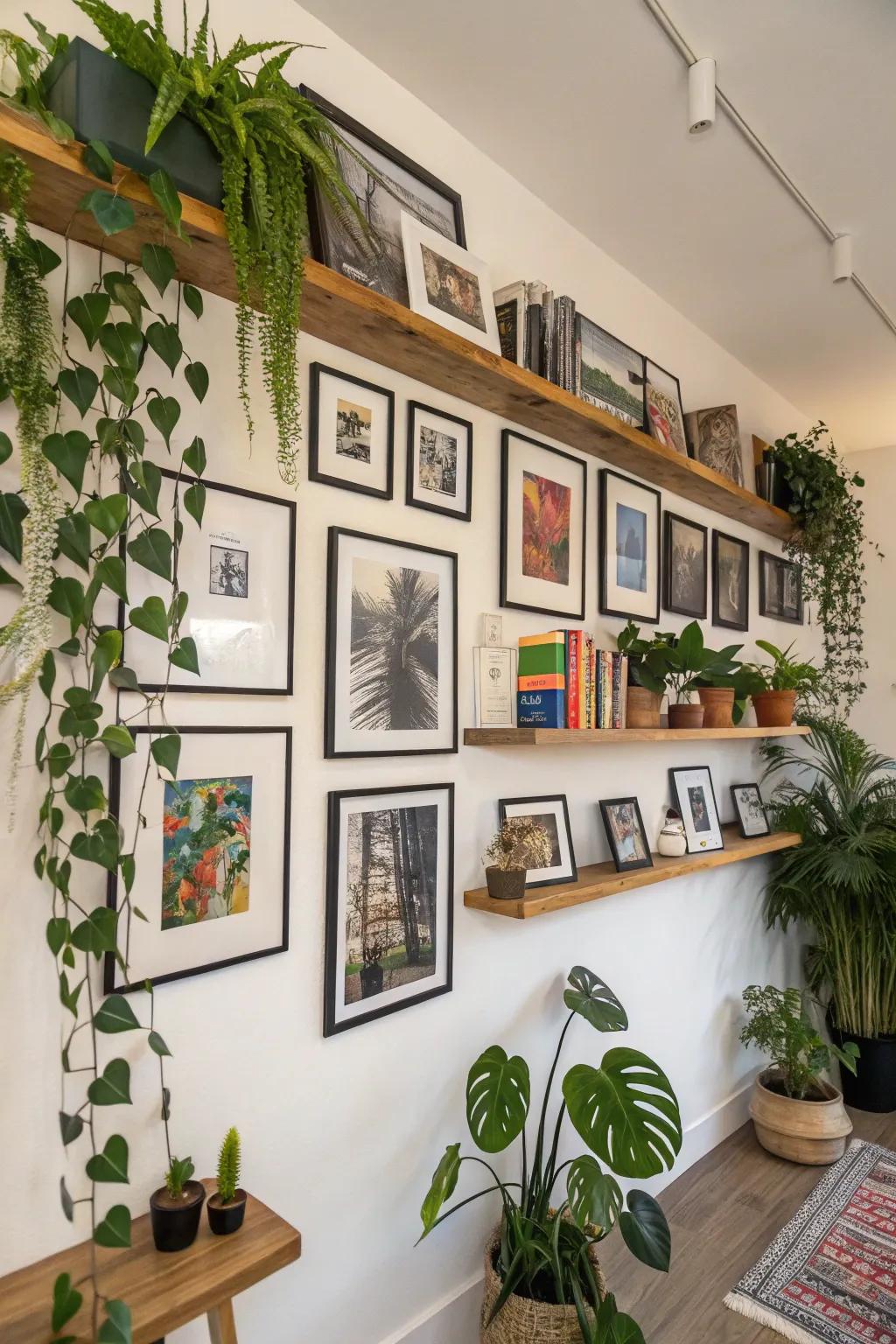 A picture wall enhanced with sophisticated accent decor.