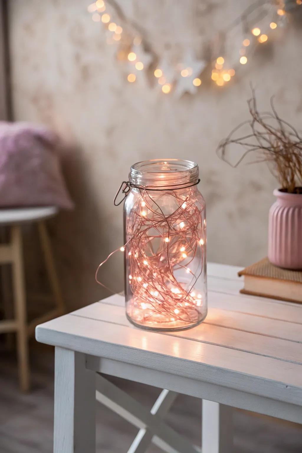 Illuminate your evenings via the enchanting radiance of blush sparkle illumination containers.
