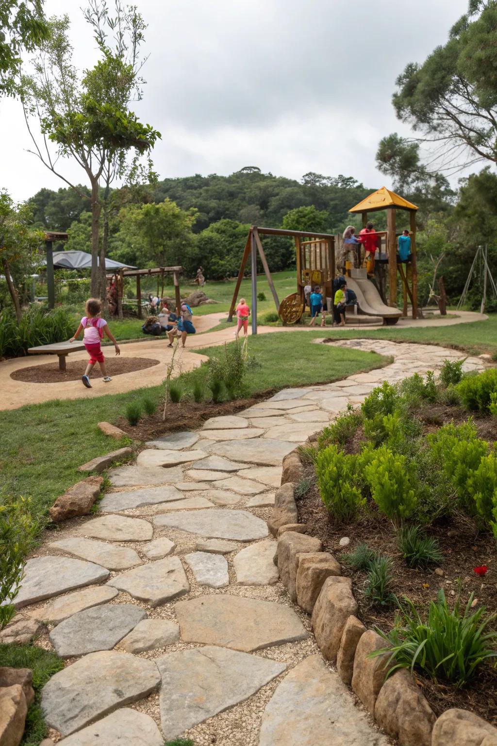 Stone paths add an unusual look to any playground.