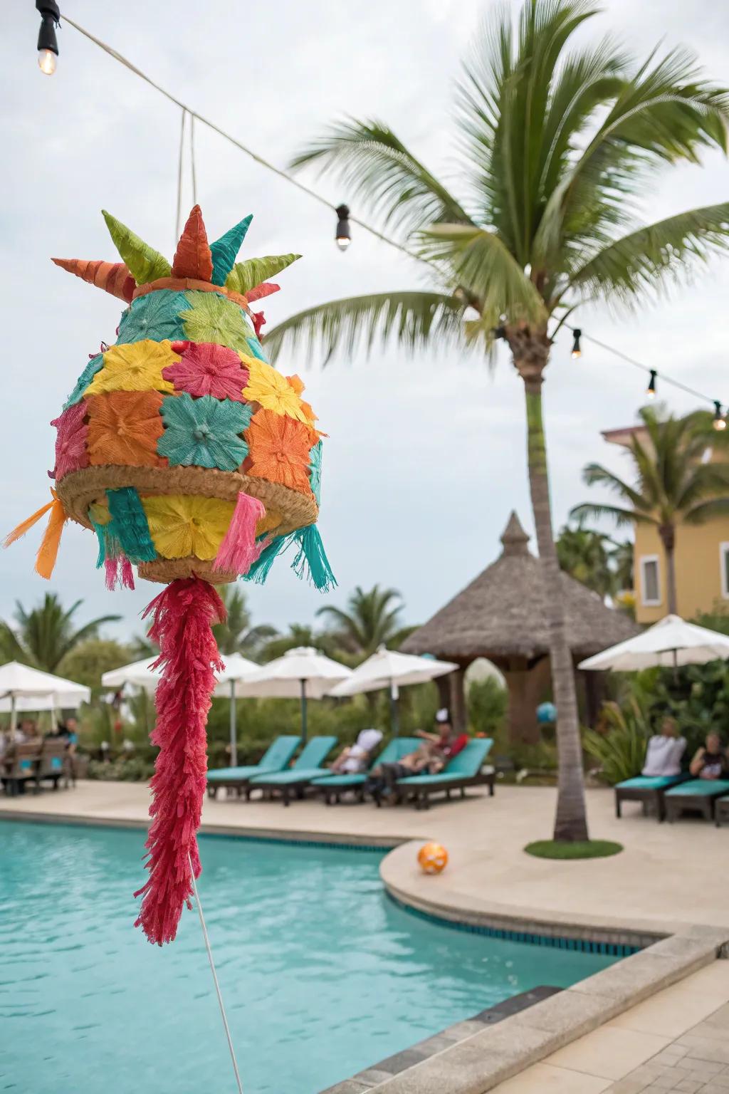 An exotic piñata injects exhilaration and amusement into the celebration.