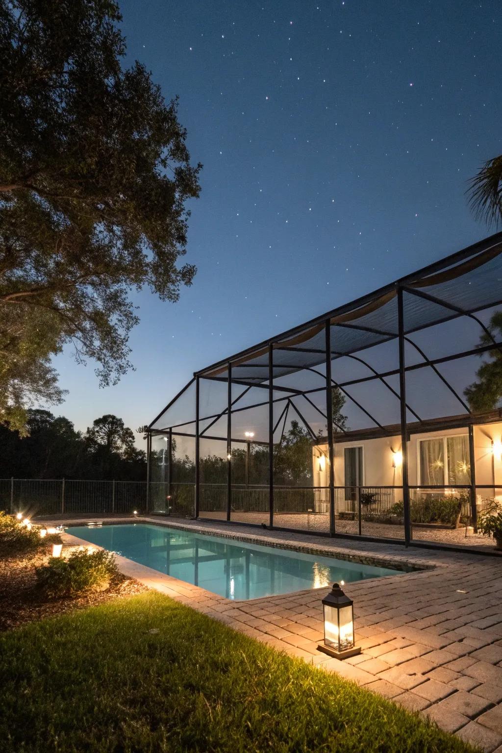 In-ground lights offer subtle elegance and guidance.