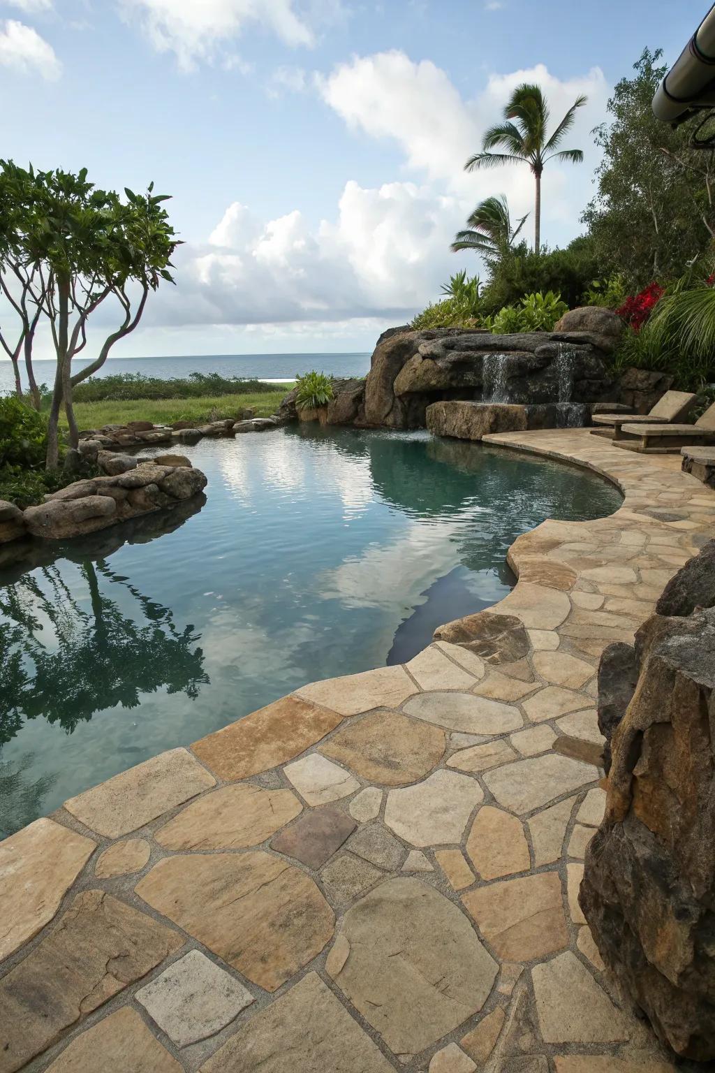 Kona rock squares evoke the natural allure of volcanic landscapes.