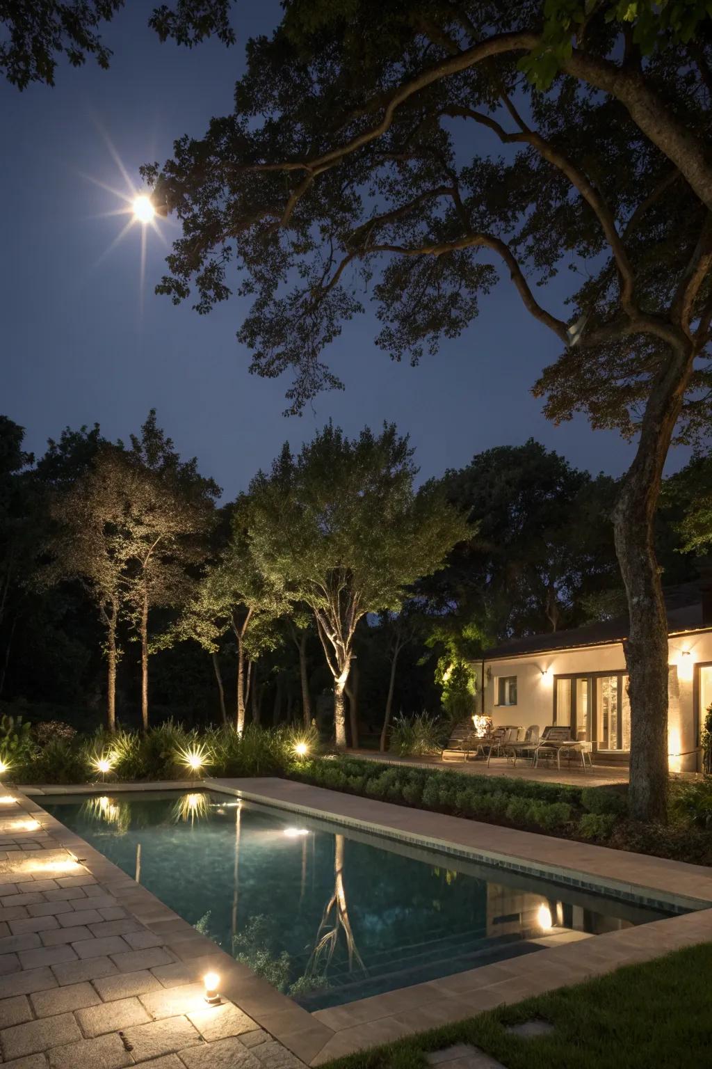 Moonlighting adds a touch of natural beauty.
