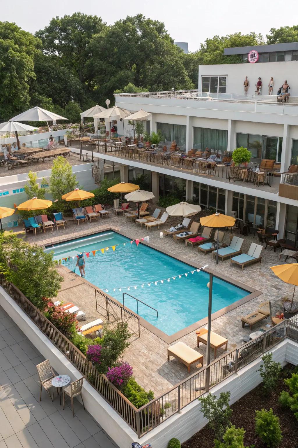A dynamic and well-organized outdoor space is provided by multi-tiered patios.