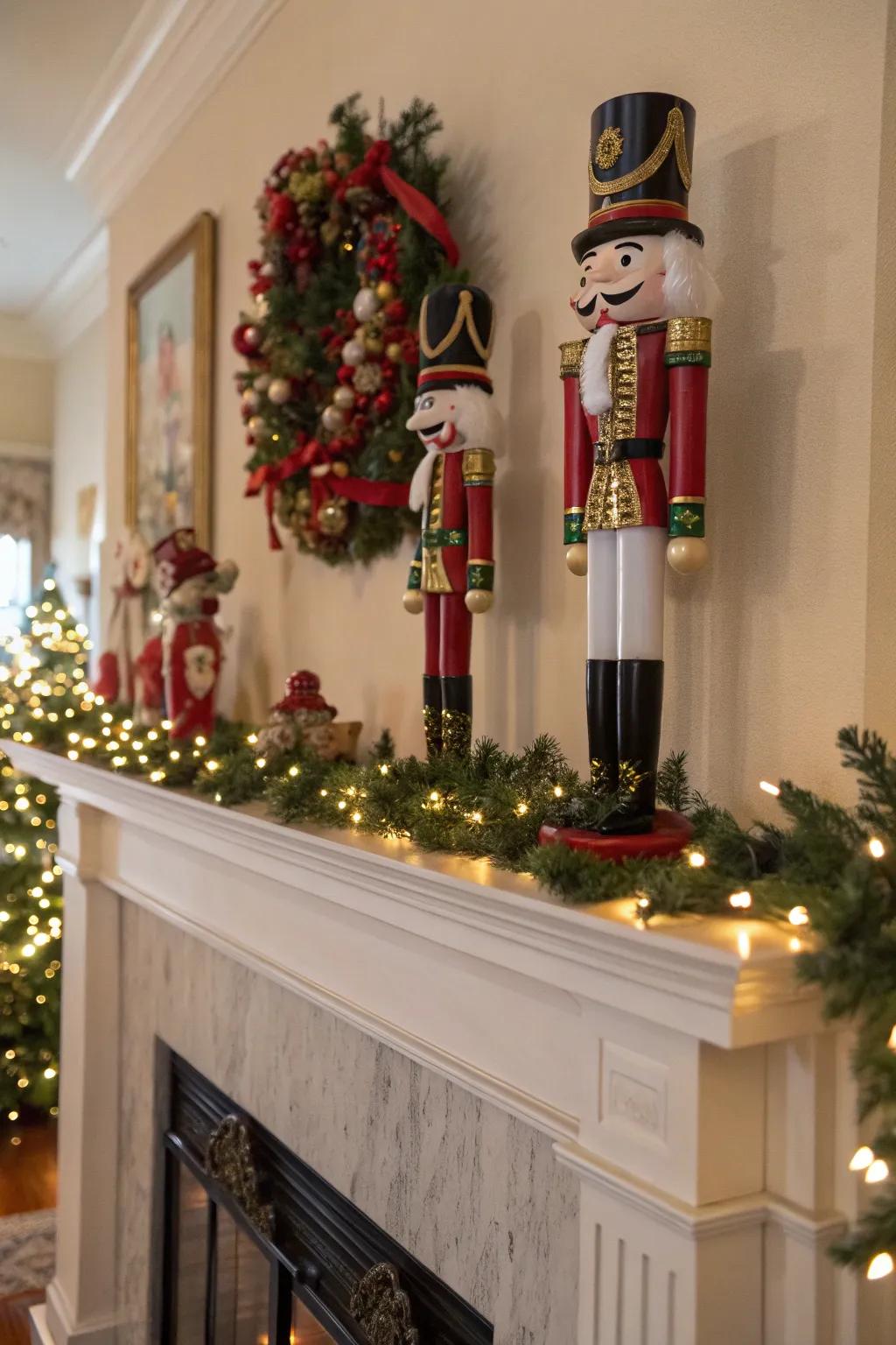 Timeless wooden soldier figures add a nostalgic whimsy to holiday decor.
